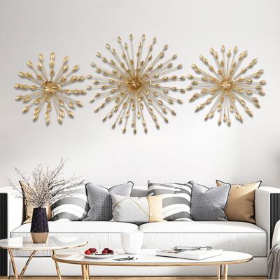 China Contemporary Light Luxury Wall Decor Bedroom Metal Flowers Design Accessories Brass Creative Decor for sale