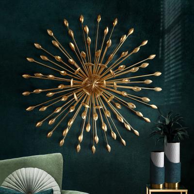 China Contemporary Light Luxury Wall Decor Living Room Bedroom Decorate Brass Creative Sun Flowers Accessories for sale