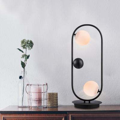 China Noridic Modern Simple Black Ball Bedroom Study White Glass Decoration E26/E27 *2 Cheap Table Lamp for sale