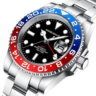 China Sapphire Luxury Mechanical Steel Strap Men's GMT Business 10ATM Waterproof Automatic Watch MANBUSHIJIE Genius Watch 10ATM for sale