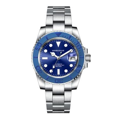 China Hot Sale 40mm MANBUSHIJIE Day/Date Dial Luxury Blue Automatic Sapphire Glass Date 10ATM Men's Mechanical Watch for sale