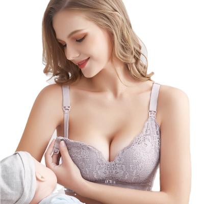 China Lace Nursing Bra Viable Maternity Nursing Pregnancy Clothes Women Easy Feeding Bra Breastfeeding Wireless Small Size Underwear for sale