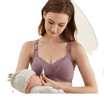 China Sustainable Care Maternity Bra Cotton Breathable Nursing Bras For Women Plus Large Size Bra Easy Feeding Wire Free for sale