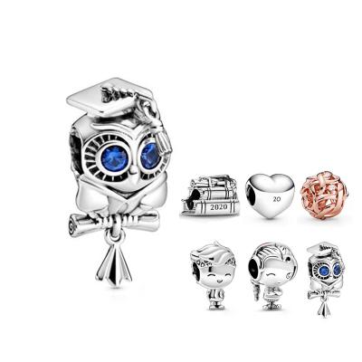 China Trend 925 Sterling Silver Charm Wisdom Owl Ceremony Suitable For Romantic DIY Bracelet Accessories Original Youth for sale