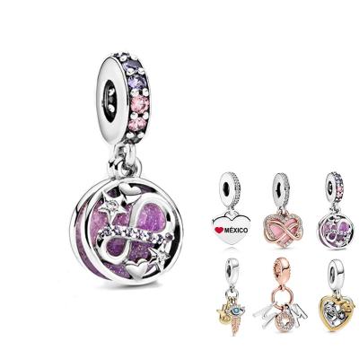 China TRENDY 925 Sterling Silver Eternal Sparkle Heart And Star Pendant Suitable For Original Bracelet DIY Gift for sale