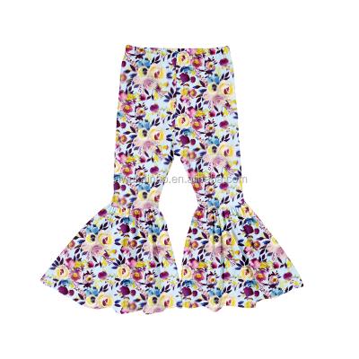 China 0-8 Years Kids Anti-Static Wholesale Babies Floral Bell Bottom Pants Fancy Rocket Pants for sale