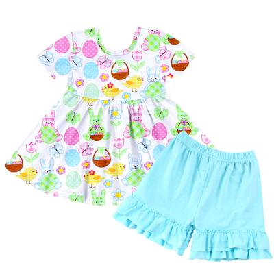 China Wholesale Children's Boutique Clothing Summer 2pcs Floating Sleeve Kids Easter Clothes Baby Clothes Wholesale for sale