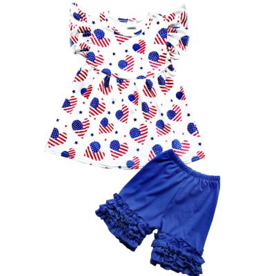 China Girls' Kids Casual 4th of July Day Clothes Sets Kids Outfits Boutique Patriotic Clothing Sets for sale