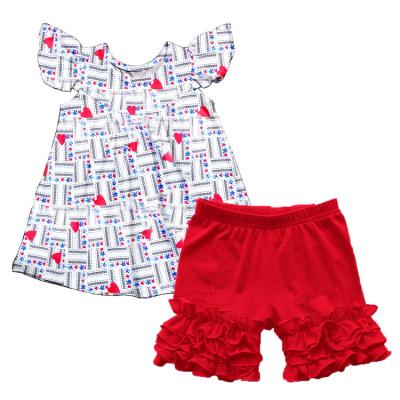 China Wholesale Floating Sleeve Valentine's Day Outfits Baby Dresses Floating Dress Heart Print Dress for sale