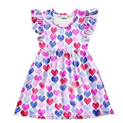 China New Style Love Heart Viable Children Dress 2019 Wholesale Valentine's Day Baby Dresses for sale