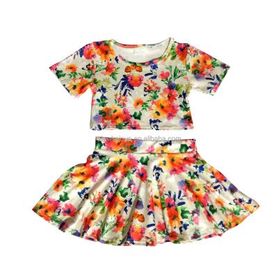 China Casual kids sets high quality flowers print outfits girls fashion summer baby outfits for sale