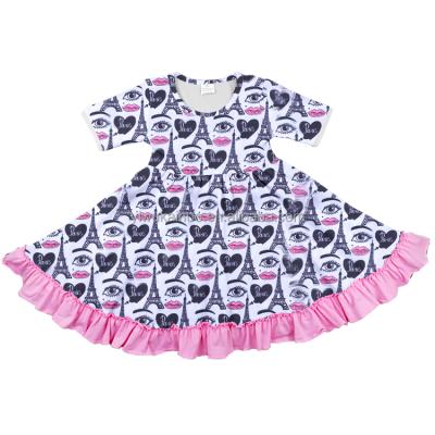 China Fashion Viable Popular Kids Cotton Spring Dress Cute Party Heart Prints Little Kids Girls Valentines Redo Dress for sale