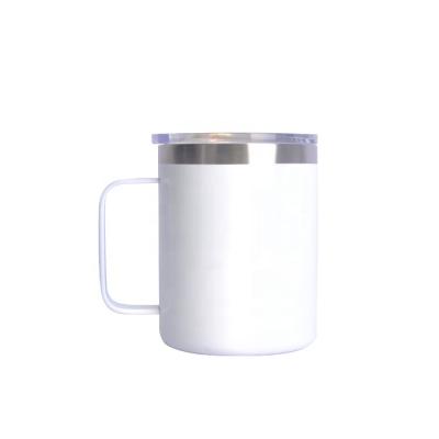 China 12oz Stainless Steel Double Wall Vacuum Travel Tumbler Cup Lid Sublimation Viable Insulated Coffee Mug With Handle for sale