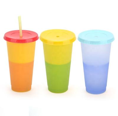 China Viable Hot Sales Bpa Free Reusable Plastic Tumbler Cold Color Changing Cups With Flip Lid for sale