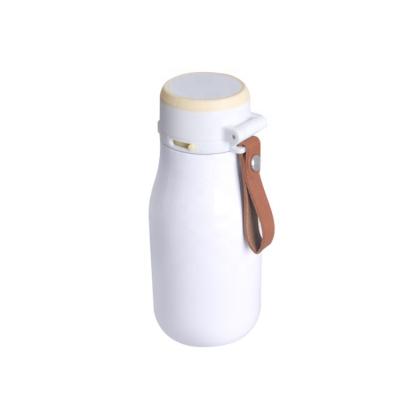 China New Design Durable BPA Free Flip Lid Double Wall Insulated Kids Stainless Steel Water Bottle With Leather Strap for sale