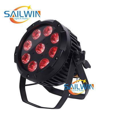 China Led stage light 9*18W 6in1 rgbwauv dmx ip65 512 waterproof battery operated wireless led stage par can optical guide for sale