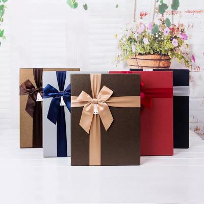 China Rectangular Bow Decoration Materials Solid Color Scarf Hat Jewelry Birthday Gift Recycled Simple Gift Packaging Box for sale