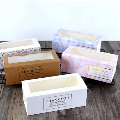 China Recyclable Custom Drawer Takeaway Roll Paperboard Box Cake Roll Packaging Baking Packaging Box With Window for sale