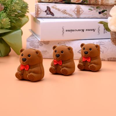 China Green Velvet Jewelry Box Green Jewelry Packaging Box Bear Ring Earring Box Jewelry Packaging Green Jewelry Packaging Box for sale