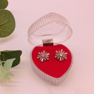 China Factory direct sales transparent packaging box jewelry earring peach heart ring jewelry packing box 4.3-4.5-2.7cm with logo for sale