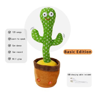 China Children play hot sale products cute stuffed flowerpot twisting dancing cactus doll singing music dancing cactus plush talking toy for sale