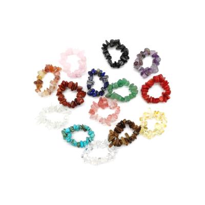 China Environmental Friendly 12 Chakra Stones Healing Crystals Rings Colorful Gravel Chakra Ring for sale