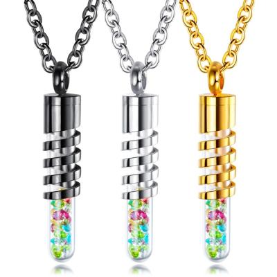 China New Fashion Stainless Steel Perfume Bottle Environmental Friendly Glass Crystal Necklace for sale