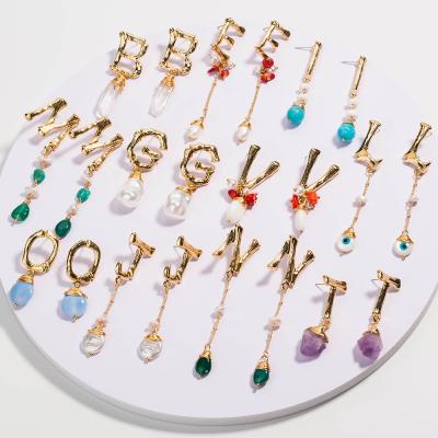 China 2019 TRENDY new design 26 alphabet letter earrings gold initial earrings for women for sale