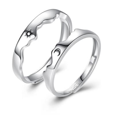 China Environmental Friendly 925 Sterling Silver Puzzle Ring Sun Moon Couple Rings for sale