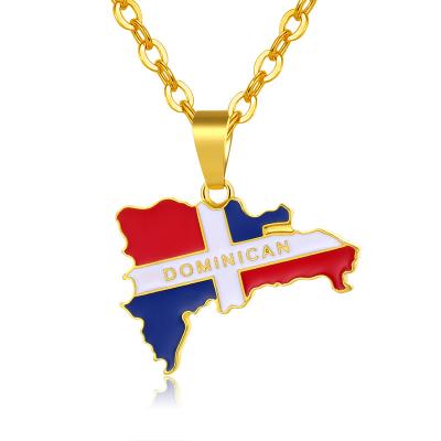 China 2020 Women's Environmental Friendly Custom Jewelry Dominica Flag Necklace Dominica Island Map Necklace for sale