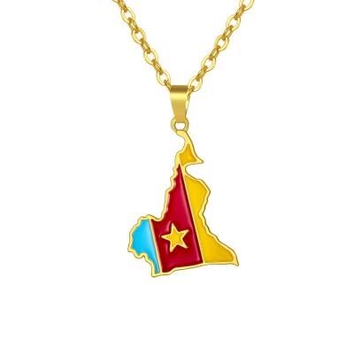 China New Fashion Environmental Friendly Flag Map Necklaces Cameroon African Map Necklace for sale