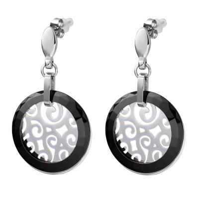 China FASHIONABLE Black Ceramic Titanium Jewelry Steel Dangling Earrings 316L Earrings for sale