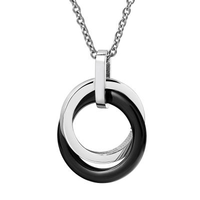 China Environmental Friendly Never Fade Ceramic Collar Black Double Ring Necklace for sale