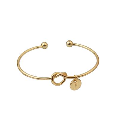 China Letter Trendy Adjustable Bangle Silver Knot Bangle Bracelet. for sale