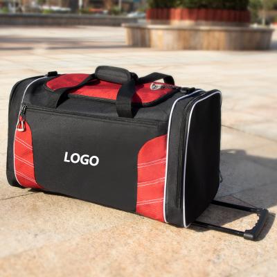 China Fashion Custom Logo Spend Overnight Bags Personalized Oxford Organizer Rolling Duffle Fitness Gym Fleece Travel Bag With Wheel for sale