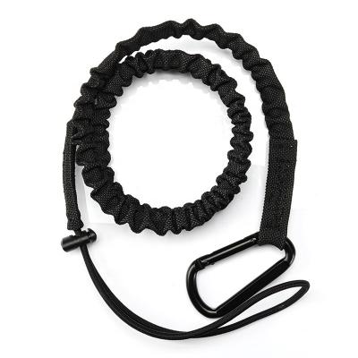 China Colorful Decoration Custom Black Nylon Safety Carabiner Hook Webbing Tool Climbing Retractable Elastic Rope Lanyard for sale