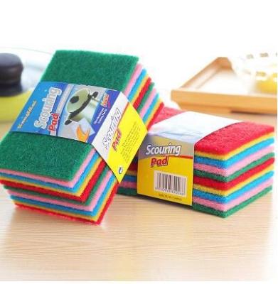 China Sustainable 10 Pcs Set Colorful Scrub Pad Abrasive Kitchen Cleaning Scrubber Green Dish Scrubber Heavy Duty for sale