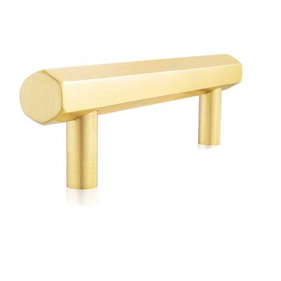 China Factory Price Contemporary Solid Brass Kitchen Bathroom Dresser Cupboard Cabinet Hexagon Drawer Handle Pull for sale