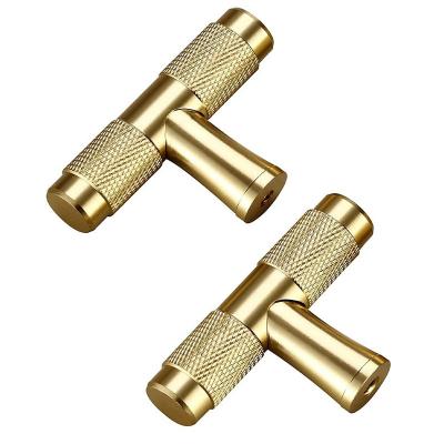 China Classic Rust Proof Contemporary Durable Style Knurled Touch Single Hole Door Handle Brass Drawer Door Pull for sale