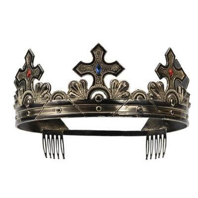 China / Hair Tiara The Golden Round Crown of Gold Metal Brown Gemstones from China manufacturer for sale