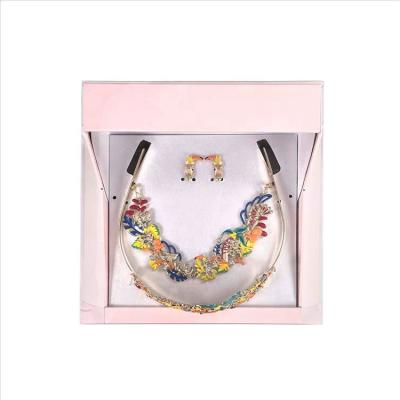 China The Other Island Time Gold Kids Tiara Costume Necklace And Earrings Hot Selling Box Jewelry Set for sale