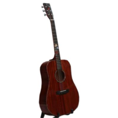 China Quality Mahogany Guitar Factory Price Solid Acoustic Guitar Top/Back/Abalone Side Binding Mounted Ready To Ship OEM Accepted for sale