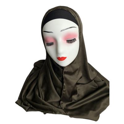 China Wholesale plain solid color satin long textured malaysia silk hijab tudung for women shawl for sale