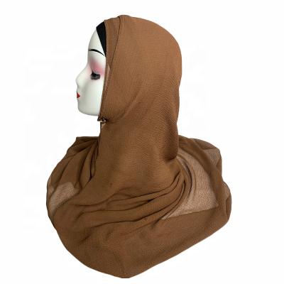 China 2023 New Arrival Malaysia Muslim Crepe Chiffon Scarf Long Pressed Shawls Fashion Nano Chiffon Crepe Hijab for sale