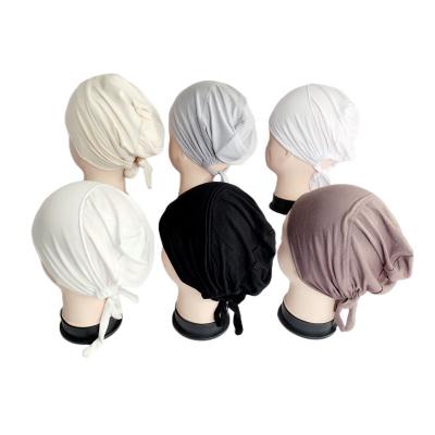 China Wholesale Muslim Undercaps Women Underscarf Hijab 2023 Inner Turban New Cotton With Two Tie Inner Hijab Hat for sale