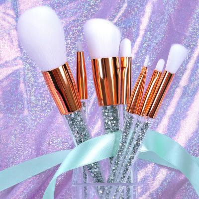 China Angular Blush 7Pcs Wholesale Crystal Handle Makeup Brushes Foundation Brushes Make Up Brush Set for sale