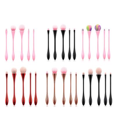 China Angular Blush Drop Shape Colorful Lip Brush Concealer Makeup Brush Kit 5 Pieces Professional Makeup Brush Set for sale