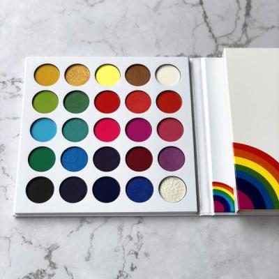 China 2019 Hot Selling Rainbow Eyeshadow Palette Cardboard 25 Color Private Label Eyeshadow Palette Custom Waterproof for sale