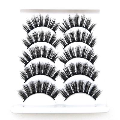 China 5pairs False Fiber Eyelashes Winged Synthetic False Lashes 3d Eyelashes 15mm Silk Fur 15mm OEM ODM Full-Handmade for sale