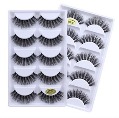 China Free Sample G800 Thick Thick Natural 3D False Eyelash 5 Pairs Private Label False Eyelash Packaging Box for sale